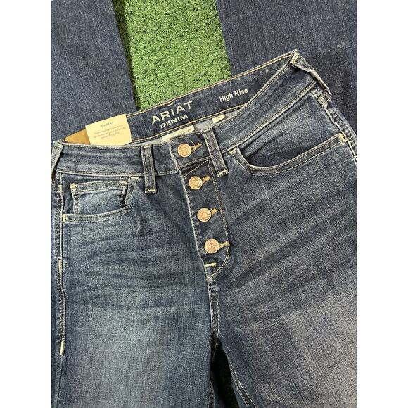 Ariat Women’s High Rise Trouser 27L Russell’s Western Flare Denim Wide Leg Jeans - Picture 3 of 11